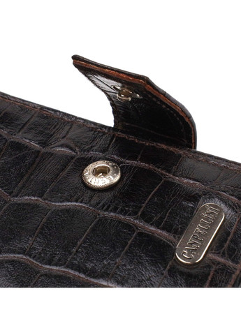 Фактурний невеликий чоловічий гаманець з натуральної шкіри з тисненням під крокодила 21747 Коричневий Canpellini (259815844)