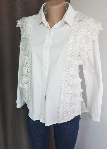 Белая женская белая блузка с кружевом Fashion
