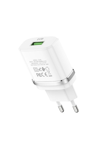 Сетевое зарядное устройство C12Q USB QC цвет белый ЦБ-00218831 Hoco (259442911)