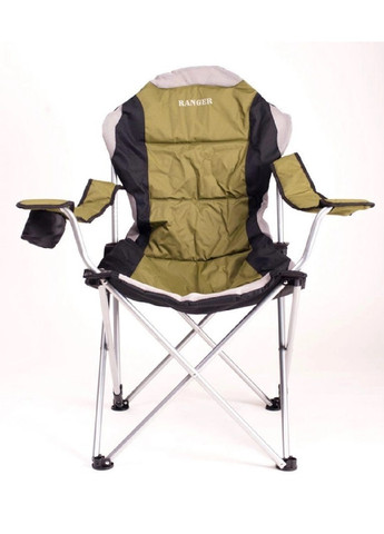 Раскладное кресло шезлонг стул с подлокотниками для отдыха пикника кемпинга 107х63х96 см (475290-Prob) Зеленое с серым и черным Unbranded (265391200)