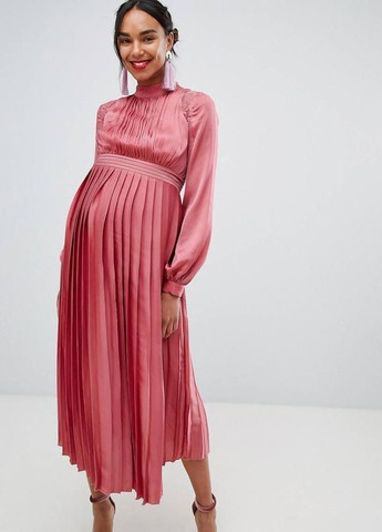 Розовое розовое плиссированное медное платье maternity для беременных Little Mistress