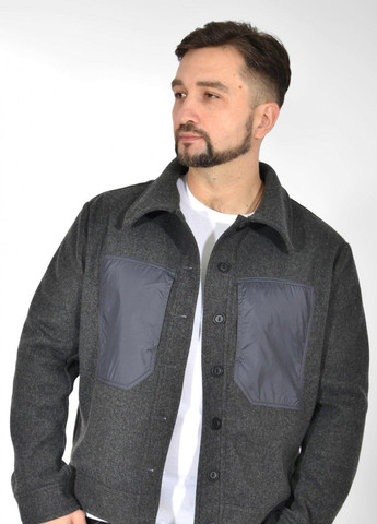 Серая чоловічі куртки та пальто стильна кашемірова куртка з оздобленням (50431) Lemanta