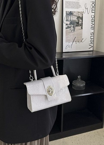 Женская классическая сумка 305 кросс-боди рептилия через плечо белая No Brand (276254379)
