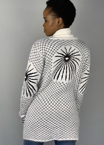 Кардиган жіночий з ангори біло-чорного кольору розмір 42-46 Let's Shop (272607684)