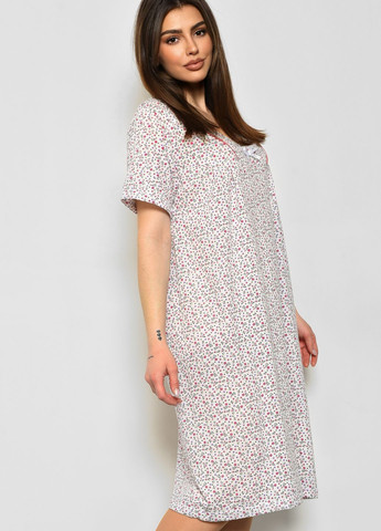 Нічна сорочка жіноча напівбатальна білого кольору з квітковим принтом Let's Shop (277925621)