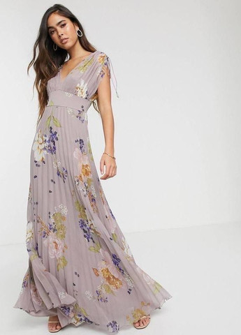 Комбинированное плиссированное платье макси без рукавов с цветочным принтом design Asos