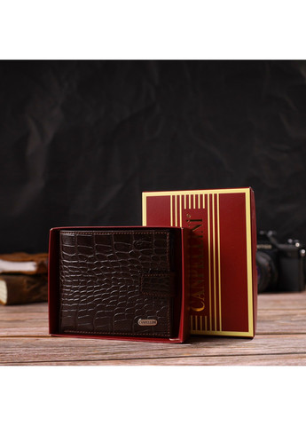 Модний чоловічий гаманець з натуральної шкіри тисненням під крокодила 21878 Коричневий Canpellini (259873940)