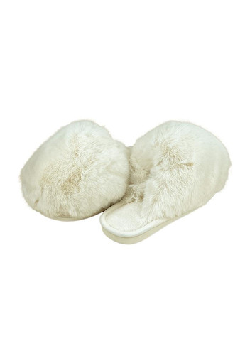 Белые домашние тапочки женские меховые колобки белые 14550-2 Sanlin