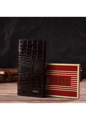 Стильный кошелек для мужчин из натуральной кожи с тиснением под крокодила 21915 Коричневый Canpellini (259829940)