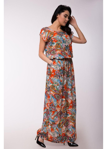 Помаранчева повсякденний сукня d61pisley-19 а-силует Bon Voyage з квітковим принтом