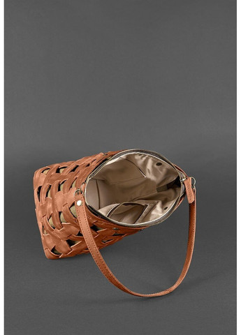 Плетеная сумка из натуральной кожи Пазл M светло-коричневая Crazy Horse BN-BAG-32-K-KR BlankNote (277978047)