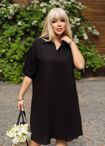 Черное платье рубашка льняное LeVi