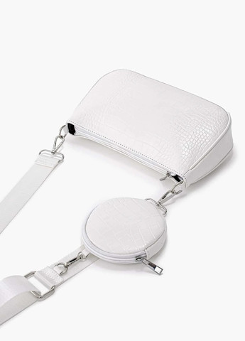 Жіноча класична сумочка багет з гаманцем рептилія T-132 біла No Brand (259248589)