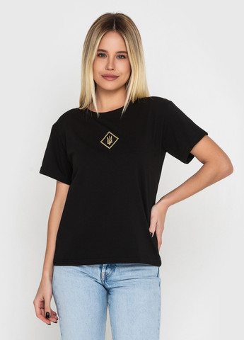 Черная всесезон футболка женская с вышивкой BeART ф