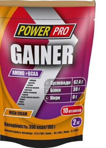 Gainer 2000 g /50 servings/ Ирландский крем Power Pro (256776841)