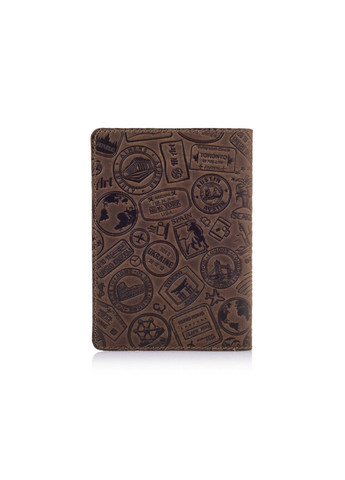 Шкіряна коричнева обкладинка на паспорт HiArt PC-01 Let's Go Travel Коричневий Hi Art (268371275)