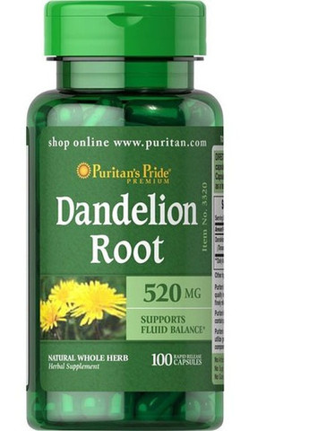 Puritan's Pride Dandelion Root 520 mg 100 Caps Puritans Pride (257252619)