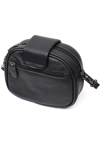 Фактурная сумка для женщин из натуральной кожи с тиснением под змею 22354 Черная Vintage (276461698)