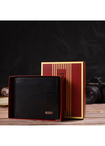 Стильний чоловічий гаманець з натуральної гладкої шкіри 21880 Чорний Canpellini (259830012)