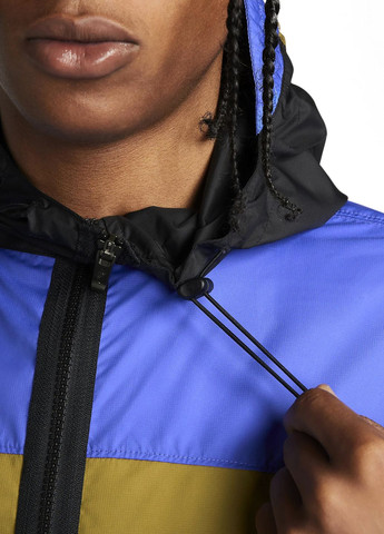 Синяя легкая куртка ветровка оригинал складивается в сумку Nike SPORTSWEAR SPU WOVEN JACKET BLUE/YELLOW