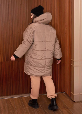 Бежевая женская теплая куртка цвет капучино р.50/52 444997 New Trend