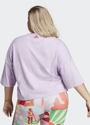 Фіолетова всесезон футболка x farm rio graphic (plus size) adidas