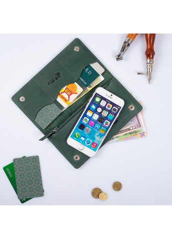 Зеленый кожаный бумажник WP-05 Mehendi Art Зелёный Hi Art (268371606)