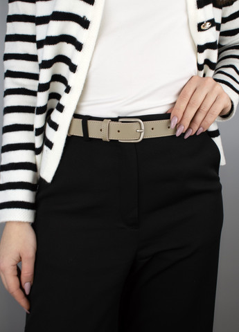 Ремень женский кожаный PS-3093 под джинсы серо-бежевый (130 см) Puos (274236634)
