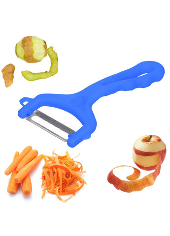 Нож экономка овощечистка зубчатая для тонкой чистки овощей и фруктов с маленькими зубчиками Голубой Kitchette (268658907)