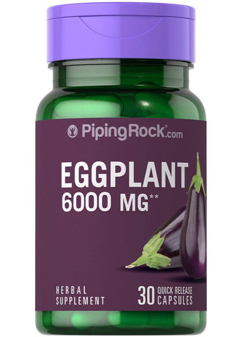 Экстракт баклажанов Eggplant Extract 6000 mg 30 Quick Release Capsules Piping Rock (276385459)
