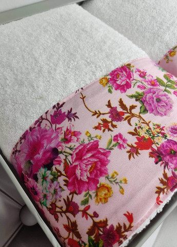 Belizza подарочный набор полотенец для ванной goldy 50х90см + 70х140см орнамент розовый производство - Турция