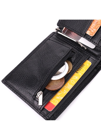 Чоловічий гаманець-затиск з натуральної шкіри 22460 Чорний st leather (277980575)