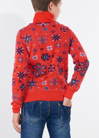 Красный светри светр тризуб сніжинки (11085)110142-683 Lemanta