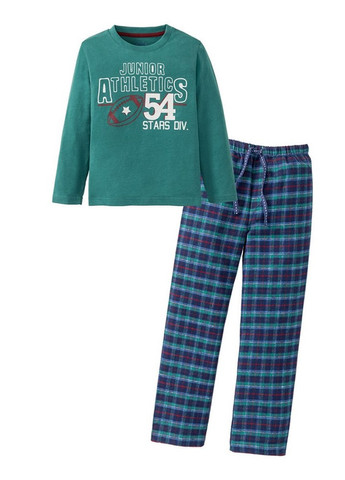 Изумрудная зимняя пижама для мальчика лонгслив + брюки Lupilu