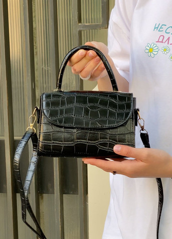 Жіноча сумка крос-боді рептилія чорна No Brand (270746093)