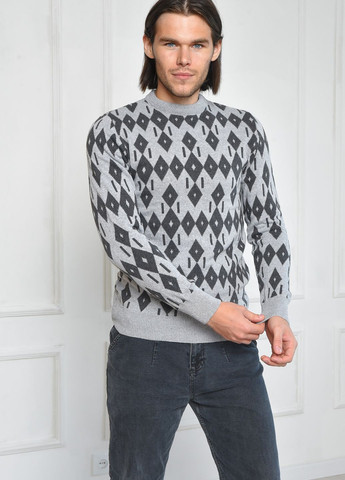Сірий зимовий светр чоловічий сірого кольору пуловер Let's Shop