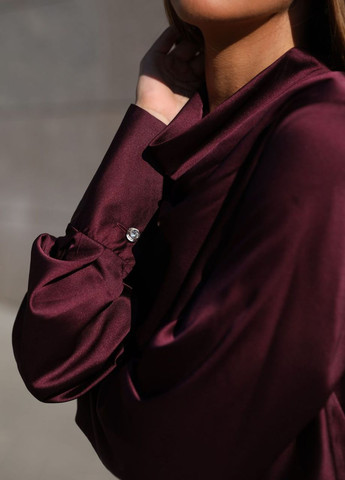 Бордовая вечерняя блуза бордового цвета из искусственного шелка Jadone Fashion