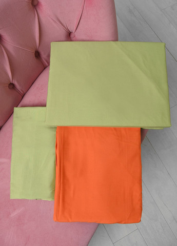 Комплект постельного белья оранжево-салатового цвета евро Let's Shop (267895203)