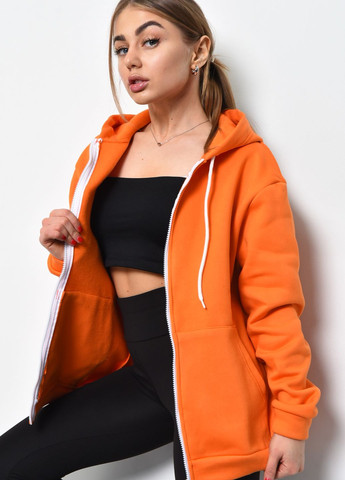 Спортивна жіноча кофта на флісі помаранчевого кольору Let's Shop (272092391)