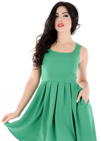 Зелена літні сукні мила літня сукня зеленого кольору без рукавів (3095s) Lemanta