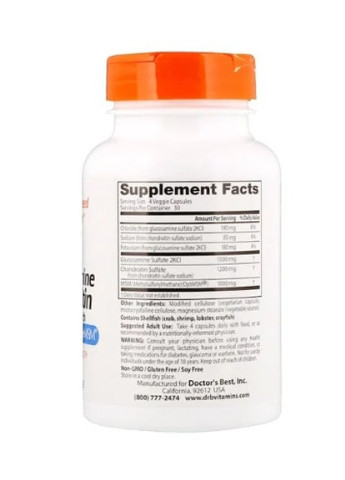 Glucosamine Chondroitin MSM with OptiMSM 120 Caps DRB-00080 Doctor's Best (256720352)