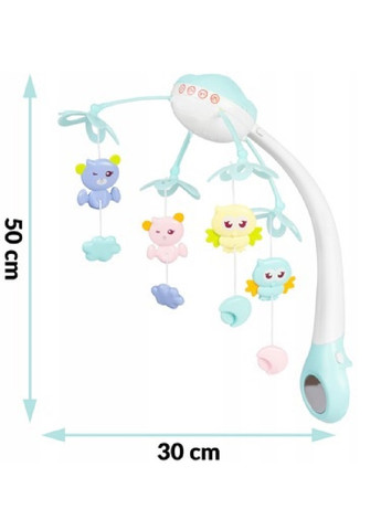 Мобиль на кроватку с игрушками проектором мелодиями дистанционным управлением для детей малышей (475469-Prob) Голубой Unbranded (267890422)