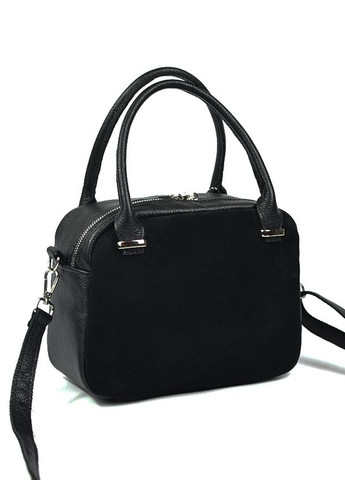 Замшевая женская черная маленькая кожаная сумка кросс боди с ручками Serebro (276534085)
