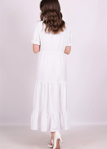 Белое кэжуал платье женское 169 однотонный жатка белое Актуаль