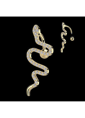 Сережка банан для пірсингу пупка "Змія" із фіанітами колір Золото Spikes (260359876)