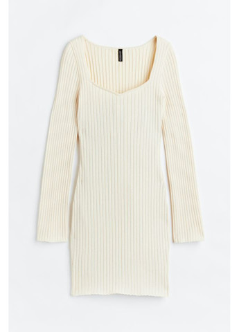 Белое карнавальный женское облегающее платье в рубчик (10032) 38 белое H&M