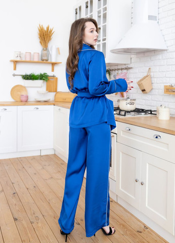 Синяя женский костюм в пижамном стиле цвет электрик р.m/l 408417 New Trend