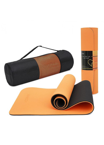 Коврик спортивный Cornix TPE 183 x 61 x 1 cм для йоги и фитнеса XR-0091 Orange/Black No Brand (260735666)