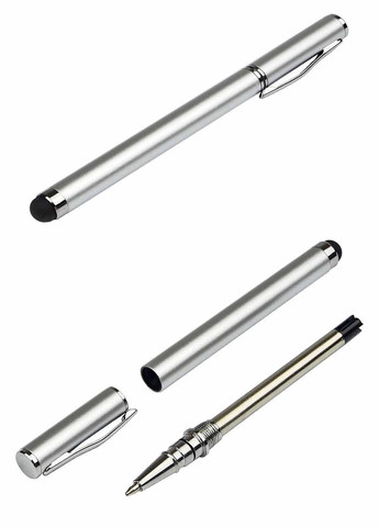 Стилус емкостный с шариковой ручкой металлический серебристый цвет серый ЦБ-00196970 No Brand (259464608)