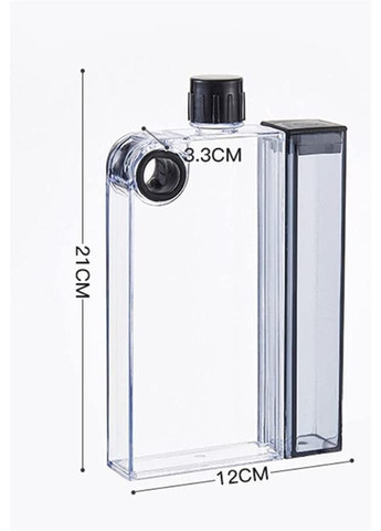 Плоская бутылка для воды с контейнером А5 Box, 400 мл, черная More (269462833)